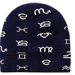RARE Aritzia Talula Navy Blue Horoscope / Zodiac Knit Beanie Hat